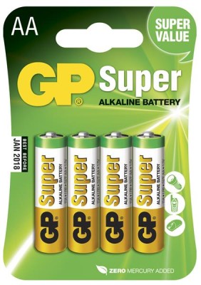 Batteri GP Super Alkaline AA, LR06, 4-pack