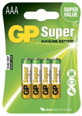 Batteri GP Super Alkaline AAA, LR03, 4-pack