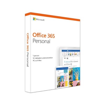 Microsoft Office 365 Personal, PC/Mac, svensk, 1 dator + 1 surfplatta + 1 smartphone, abonnemangslicens 1 år
