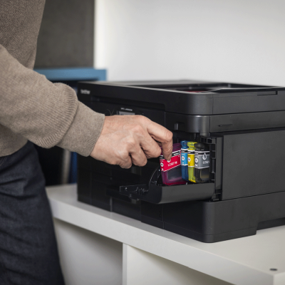 Brother MFC-J4550DW, skrivare + scanner + kopiator + fax, 20/19 ipm ISO, 1200x2400 dpi scanner, duplex, ADM, AirPrint, USB/LAN/WiFi/NFC, dubbla pappersfack#2
