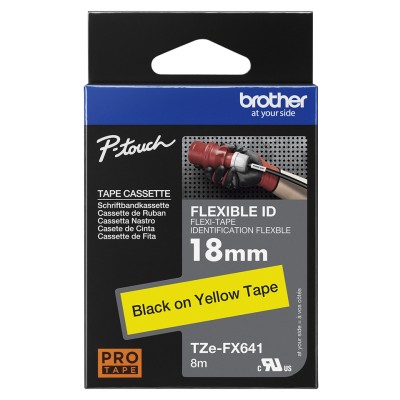 Brother märktape TZE-FX641, 18mm, Svart på gul botten, 8 meter, thermal#3