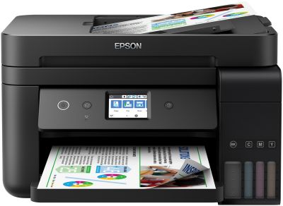Epson EcoTank ET-4750, skrivare + scanner + kopiator + fax, 15/8 ppm ISO, 1200x2400 dpi scanner, display, AirPrint, USB/LAN/WiFi, inkl. en extra uppsättning bläck