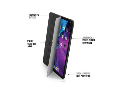 Pipetto iPad Pro 12,9-tum (2020) TPU Origami-fodral - Svart#4