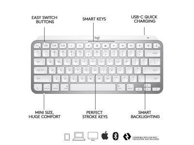 Logitech MX Keys Mini for Mac, USB/Bluetooth, automatisk bakgrundsbelysning, Mac/iOS, nordiskt#4