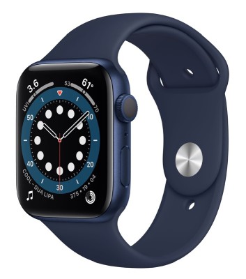 Apple Watch Series 6 GPS, 44mm Blue Aluminium Case with Deep Navy Sport Band - Regular