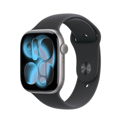 Apple Watch Series 11&nbsp;GPS + Cellular 46mm Rymdgrå Aluminiumboett med Svart Sportband - M/L#1