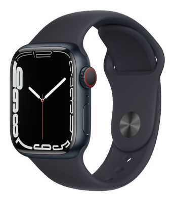 Apple Watch Series 7 GPS + Cellular 41mm Aluminiumboett med Sportband - Midnatt#1
