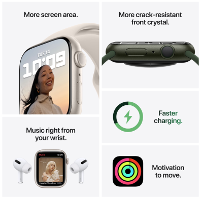 Apple Watch Series 7 GPS + Cellular 41mm Aluminiumboett med Sportband - Midnatt#3