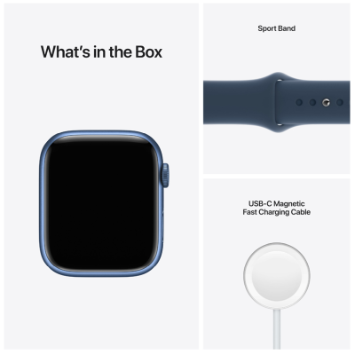 Apple Watch Series 7 GPS + Cellular 41mm Aluminiumboett med Sportband - Blå#4