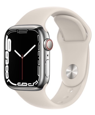 Apple Watch Series 7 GPS + Cellular 41mm Rostfri stålboett med Sportband - Silverd#1