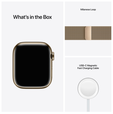 Apple Watch Series 7 GPS + Cellular 41mm Rostfri stålboett med Milaneselänk - Guld#4
