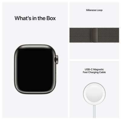 Apple Watch Series 7 GPS + Cellular 41mm Rostfri stålboett med Milaneselänk - Grafit#4
