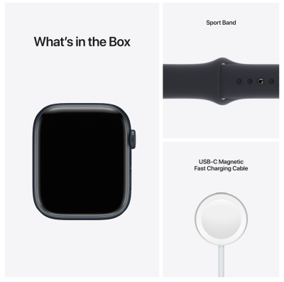 Apple Watch Series 7 GPS + Cellular 45mm Aluminiumboett med Sportband - Midnatt#4