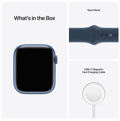 Apple Watch Series 7 GPS + Cellular 45mm Aluminiumboett med Sportband - Blå#4