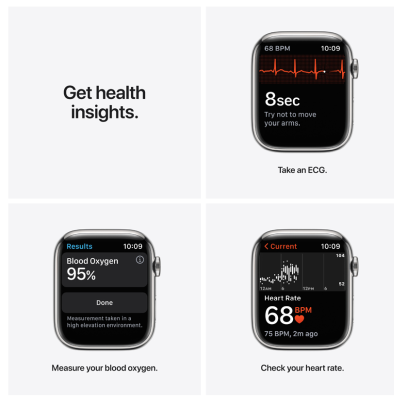 Apple Watch Series 7 GPS + Cellular 45mm Rostfri stålboett med Sportband - Silver#2