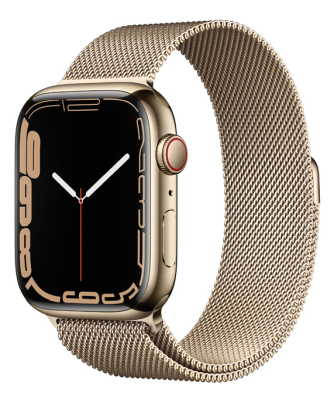 Apple Watch Series 7 GPS + Cellular 45mm Rostfri stålboett med Milaneselänk - Guld#1