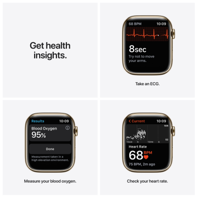 Apple Watch Series 7 GPS + Cellular 45mm Rostfri stålboett med Milaneselänk - Guld#2