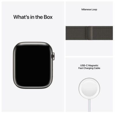 Apple Watch Series 7 GPS + Cellular 45mm Rostfri stålboett med Milaneselänk - Grafit#4