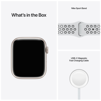 Apple Watch Nike Series 7 GPS + Cellular 45mm Aluminiumboett med Nike Sportband - Stjärnglans#4