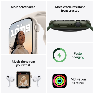 Apple Watch Nike Series 7 GPS + Cellular 45mm Aluminiumboett med Nike Sportband - Midnatt#3