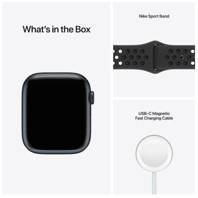 Apple Watch Nike Series 7 GPS + Cellular 45mm Aluminiumboett med Nike Sportband - Midnatt#4