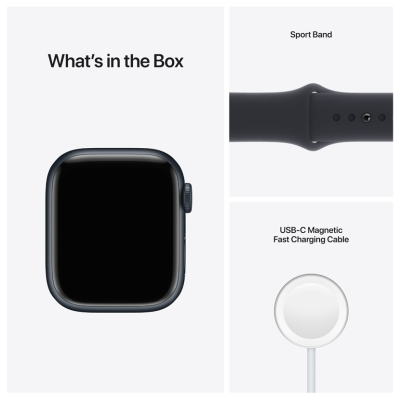 Apple Watch Series 7 GPS 41mm Aluminiumboett med Sportband - Midnatt#4
