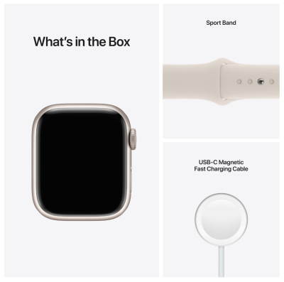 Apple Watch Series 7 GPS 41mm Aluminiumboett med Sportband - Stjärnglans#4