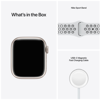 Apple Watch Nike Series 7 GPS 41mm Aluminiumboett med Nike Sportband - Stjärnglans#4