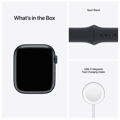 Apple Watch Series 7 GPS 45mm Aluminiumboett med Sportband - Midnatt#4