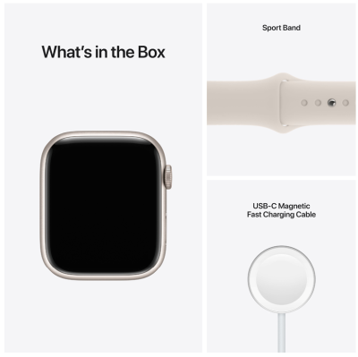 Apple Watch Series 7 GPS 45mm Aluminiumboett med Sportband - Stjärnglans#4