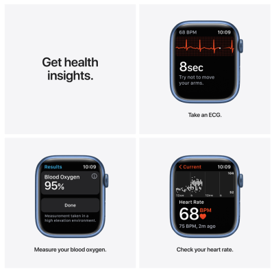 Apple Watch Series 7 GPS 45mm Aluminiumboett med Sportband - Blå#2