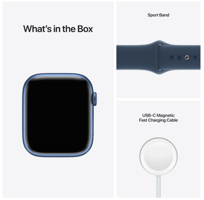 Apple Watch Series 7 GPS 45mm Aluminiumboett med Sportband - Blå#4