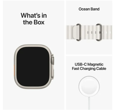 Apple Watch Ultra GPS + Cellular, 49mm Titanboett med Vit Havsband#2