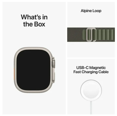 Apple Watch Ultra GPS + Cellular, 49mm Titanboett med Grön Bergsloop - Small#2