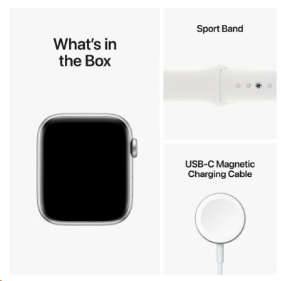 Apple Watch SE GPS, 44mm Silver Aluminiumboett med Vit Sportband#2