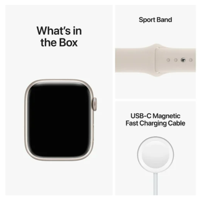 Apple Watch Series 8 GPS, 45mm Stjärnglans Aluminiumboett med Stjärnglans Sportband#2