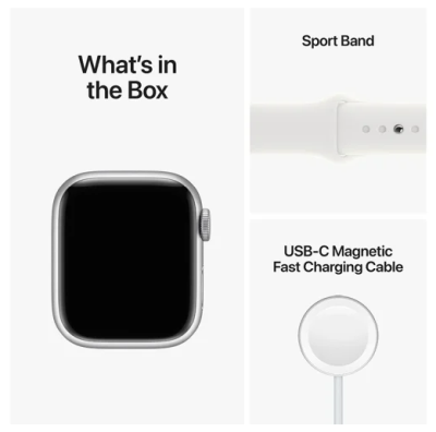 Apple Watch Series 8 GPS, 41mm Silver Aluminiumboett med Vit Sportband#2