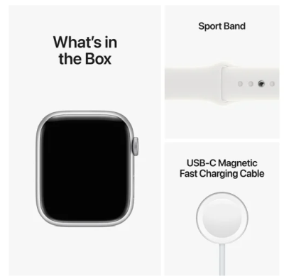 Apple Watch Series 8 GPS, 45mm Silver Aluminiumboett med Vit Sportband#2