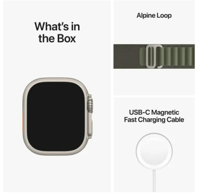 Apple Watch Ultra GPS + Cellular, 49mm Titanboett med Grön Bergsloop - Large#2