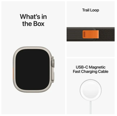 Apple Watch Ultra GPS + Cellular, 49mm Titanboett med Svart/Grå Terrängloop - M/L#2