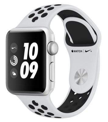 Apple Watch Nike+ Series 3, 42mm Aluminiumboett i silver med Nike sportband i platina/svart