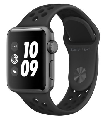 Apple Watch Nike+ Series 3, 42mm Aluminiumboett i rymdgrått med Nike sportband i antracit/svart