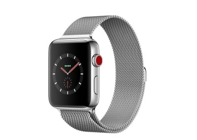 Apple Watch Series 3 GPS + Cellular, 38mm Rostfritt stål boett med milanesisk loop
