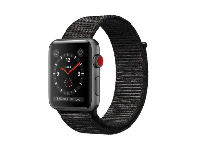 Apple Watch Series 3 GPS + Cellular, 42mm Aluminiumboett i rymdgrått med svart sportloop