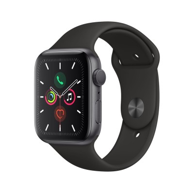 Apple Watch Series 5 GPS, 44mm Space Grey Aluminium Case with Black Sport Band