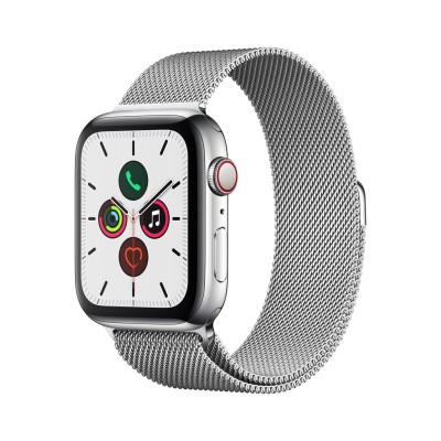 Apple Watch Series 5 GPS + Cellular, 44mm Stainless Steel Case with Stainless Steel Milanese Loop