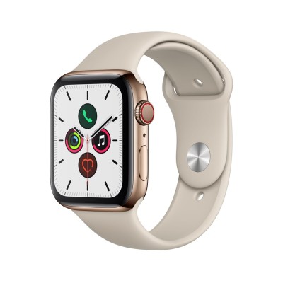 Apple Watch Series 5 GPS + Cellular, 44mm Gold Stainless Steel Case with Stone Sport Band
