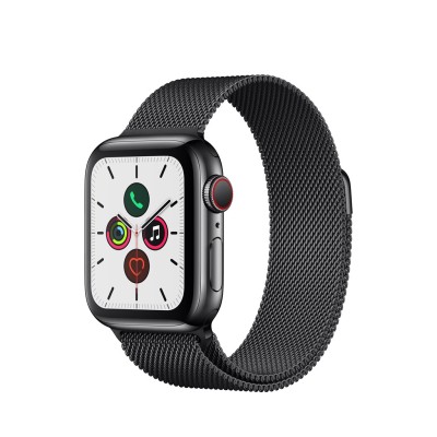 Apple Watch Series 5 GPS + Cellular, 40mm Space Black Stainless Steel Case with Space Black Milanese Loop