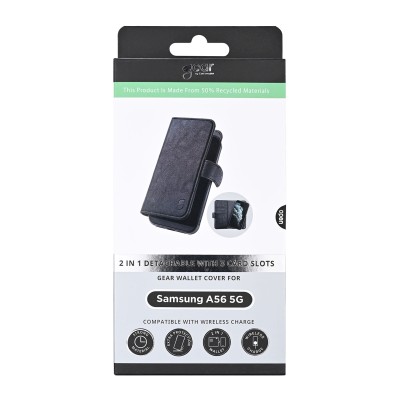 Plånboksfodral GEAR Samsung A56 5G, 3 st kortfack + sedelficka, 2-in-1 Recycled magnetskal - Svart#2