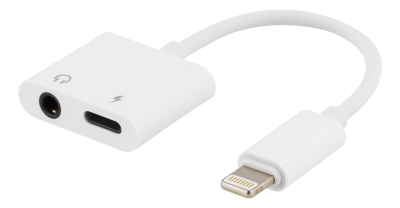 Adapter EPZI Lightning till 3,5 mm, stödjer laddning och ljud - Vit